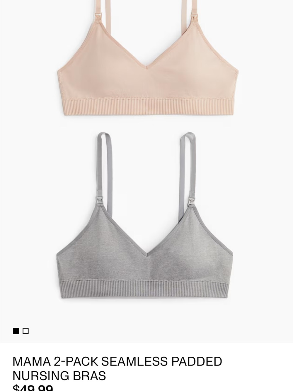 H&M 2-Pack Seamless Padded Nursing Bras - Beige & Light Gray